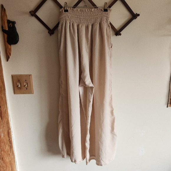 Free People Movement Mia Lounge Pant Lyocell Cream Wide-Leg Pant Medium - Picture 11 of 14